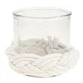 Windlicht Glas Makramee Weiß Tischdeko Ø13cm H10cm