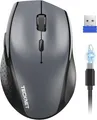 TECKNET PRO Kabellose Maus Wiederaufladbar Silent Funkmaus 6400 DPI Grau
