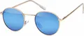 styleBREAKER Uni Panto Sonnenbrille mit runden Gläsern | Metallrahmen mit Federscharnier & UV400 Schutz | verspiegelte oder getönte Flachgläser