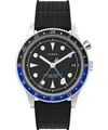 Timex Waterbury Herren-Armbanduhr, 39 mm, schwarzes, zweiteiliges, synthetisches Kautschukarmband, schwarzes Zifferblatt, Edelstahlgehäuse TW2W22600