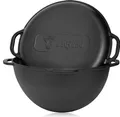 BBQ-Toro Kazan, Gusseisen Topf, 19 Liter, Grillwok preseasoned-bereits eingebrannt, Schmortopf
