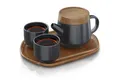 Arendo Teeservice Keramik Teekannen Set 0,6 L, modernes japanisches Design mit Teesieb (5-tlg), 2 Personen, Porzellan / Keramik, Porzellan, Teekanne mit Deckel Untersetzer 2 Teetassen & Tablett