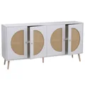 B-Ware Sideboard MCW-P49, Poly-Rattanfront MDF Melamin 80x160x40cm, Weiß