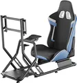Wiltec Rennsimulator Racing Cockpit 71 x 136 x 108 cm, Auto Simulator mit Sitz bis 100 kg, Sim Racing mit Monitorhalterung, Racing Simulator mit Befestigungspunkte für Lenkrad, Schalthebel und Pedale