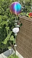 Skulptur Saturn Kugel rainbow matt Edelstahl 160 cm Beetstecker Gartenstecker