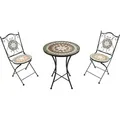 AXI Amélie Bistroset 3-teilig mit Mosaik Design Stern in Grau / Braun | Bistrotisch mit 2 Stühlen | Bistro Gartenmöbel Set für Garten / Balkon ... - Grau