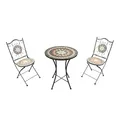 AXI Amélie Bistroset 3-teilig mit Mosaik Design Stern in Grau/Braun | Bistrotisch mit 2 Stühlen | Bistro Gartenmöbel Set für Garten/Balkon/Terrasse | Balkonset/Sitzgruppe