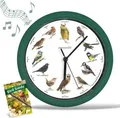Starlyf Birdsong Clock - Wanduhr - Uhr mit natürlichen Vogelstimmen, 25x25cm, batteriebetrieben, grün