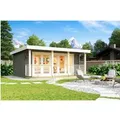 Lasita Holz-Gartenhaus Liverpool 1 Flachdach Grau-Grün Lasiert 550 cm x 300 cm