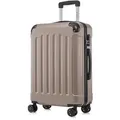 Koffer Trolley Reisekoffer Suitcase, Rollkoffer Handgepäck ,mit 4 Rollen360°, Hartschalenreisekoffer, Zahlenschloss, Weicher Gummigriff(S,Champag... - Beige