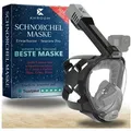 Khroom Schnorchel Schnorchelmaske Erwachsene Tauchermaske Vollgesichtsmaske Schnorcheln (geprüfte CO2 Sicherheit, Vollgesichtsmaske Tauchmaske), Seaview Pro grau S/M (bis 1,69m)