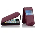 Cadorabo Hülle für Apple iPhone 4 / iPhone 4S Hülle in BORDEAUX VIOLETT - Handyhülle im Flip Design mit Kartenfach - Case Cover Schutzhülle Etui