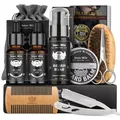 Bartpflege Set 5-teilig Bartbürste Schere Kamm für Männer Bartöl Geschenk Pflege