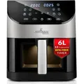 Lehmann 6L Heißluftfritteuse mit Sichtfenster, 1500 W Friteuse Heissluft mit 10 Programmen, ohne Öl, 76-200°C Airfryer, Timer und Touch-Display - Schwarz