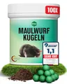 PVU MAULWURF Kugeln 100 Stück - Maulwurf Vertreiber & Wühlmausschreck - Sofort-& Langzeitwirkung - EUKALYPTUS Zitrone Duft - Effektives Mittel gegen Maulwürfe & Wühlmäuse - biologisch abbaubare Kugeln