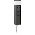 ledscom.de Pollerleuchte PODEL mit Erdspieß für außen, 39cm, schwarz, G9 Fassung, 2 Steckdosen