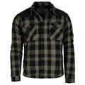 Mil-Tec Lumberjacket Herren • Gefütterte Holzfällerjacke mit Teddyfutter • Holzfäller Hemdjacke Herren mit Cordura-Schulterverstärkung • Outdoor Jacke in Schwarz-Oliv, Größem S–3XL