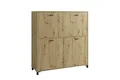 byLIVING Sekretär Montana/Sekretär Artisan Eiche/Office-Schrank mit 1 Klappe und 2 Türen/Schwarze Griffe/B 120, H 127, T 40 cm