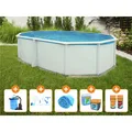 Steinbach Aktionsangebot Stahlwand Swimming Pool Set "Highline", weiß, 640 x 366 x 132 cm, Zubehörset S (inkl. Filteranlage, Grundreinigungsset, Solarabdeckplane, Chlorgranulat, Chlortabs, pH - (minus) Granulat, Algezid)