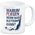 speecheese Tasse Warum fliegen, wenn man klettern kann Kaffeebecher