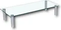HOOZ TV-Board TV-Rack Glas mit 17 cm Aluminiumfüßen perfekt geeignet als Fernsehtisch oder Bildschirmständer, Klarglas -70 x 35 cm