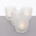 Windlicht Teelichtgläser Teelichthalter Glas lackiert matt weiß H 8 cm  4er Set