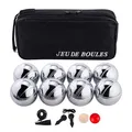 8-teilige Metall Boule Kugeln Set mit Tasche, Magnet, Distanzmesser & Holz-Cochonnet – Boccia / Botcha Spiel für Kinder & Familien - Petanque, Jeu de Boules, Cross Boule, Boßelkugel-Set - 010203