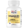 ZeinPharma Vitamin D3 5000 I.E. Kapseln hochdosiert- Vit D3, 2 Jahresvorrat Depot 90 Stück, natürliches Nahrungsergänzungsmittel ohne Zusatzstoffe, Reinsubstanz