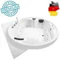 Basera® Whirlpool-Badewanne PREMIUM Indoor Podest-Whirlpool Badewanne XXL Gomera, (Komplett-Set), mit Ecke 186 x 186 cm, 28 Massagedüsen, Heizung, Wasserdesinfektion... weiß 186,00 cm x 186,00 cm x 64,00 cm