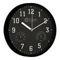 Moderne Wanduhr mit Thermometer Hygrometer Geräuschlos 250 mm Küchenuhr
