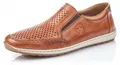 Rieker Herren Slipper Leder Halbschuh Lochmuster Stretch 08868, Größe:43 EU, Farbe:Braun