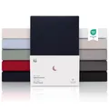Blumtal® Premium Topper Spannbettlaken 140x200cm Jersey - Oeko-TEX zertifiziertes Bettlaken 140x200 Baumwolle 100% - Spannbettlaken Topper 140x200 - Bettlaken - Dark Ocean Blue - Blau