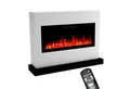 GLOW FIRE Elektrokamin weiß / grau / schwarz ZEUS LED Kamin mit Heizung, Elektrischer Kamin mit 3D Feuer mit Heizung, 2 Dekorationen