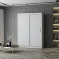 Schwebetürenschrank Kleiderschrank Schrank 150 cm Weiß/Weiß ohne Spiegel Vista 04 - Weiß