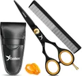 Friseurschere met Kam & Leren Etui 6.5" – Haarschneideschere voor Professione...