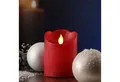MARELIDA LED-Kerze mit beweglicher Flamme Echtwachs Rustik-Optik H: 10cm Timer rot