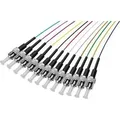 LWL Faserpigtails, farbig, 12 x Stecker, OS2 Mono-Mode, ST/UPC, 2,0 m