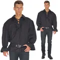 MAYLYNN 14711-XL - Piratenhemd Rüschenhemd Mittelalter Hemd - Baumwolle, Größe XL, schwarz