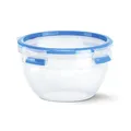 EMSA Clip & Close Frischhaltedose, rund, 1,1 L, mit Deckel, Aufbewahrungsbox, 100 Prozent dicht, spülmaschinen-, gefrier-, mikrowellenfest, Transparent, Blau, Made in Germany, 518096