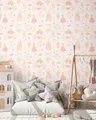 Vliestapete Kinder Märchen Prinzessin Schloss Creme Rosa 77130-1 (4,31€/1qm)