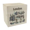 Skyline London Spardose aus Holz Wahrzeichen der Stadt Big Ben Tower Bridge London Eye Buckingham Palace - Perfekt für Sammler