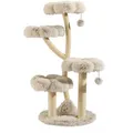 Fudajo Designer Kratzbaum 59 X 59 X 123 Cm, Katzenkratzbaum Mit Plüsch Und Sisal, Kletterbaum Für Katzen, Katzenbaum Mit Spielbällen