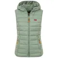 Geographical Norway Steppweste Damen Steppweste mit Kapuze Frühlings sportlich Übergangs Weste Herbst S (36)