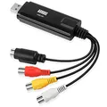August VGB100 USB 2.0 Audio Video Grabber Konverter Scart, S-Video, Composite – VHS Hi8 Kassetten Camcorder digitalisieren auf DVD übertragen Videoadapter SECAM PAL-für Windows 11/10/8/7/Vista/XP