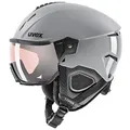 uvex Instinct Visor pro v - robuster Skihelm für Damen und Herren - selbsttönend - optimierte Belüftung - Rhino - 53-56 cm