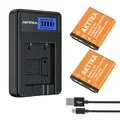 AKTTKA NP-45 NP-45A NP-45B NP-45S kompatibles Batterieset (2×1200mAh) mit 1-Slot-Lader & USB-C-Kabel, geeignet für Olympus Li-40B Li-42B, Nikon EN-EL10, Fujifilm INSTAX Mini 90/FinePix XP20 XP80