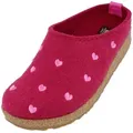Haflinger Grizzly Cuoricino Filzclog aus reinem Wollfilz Unisex Herzmotiv Hausschuh rot 41 EU