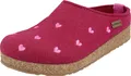 Haflinger Damen Pantoffel Schurwolle Herz Stickerei Grizzly Cuoricini 741031, Größe:41 EU, Farbe:Rot