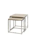 Fink Beistelltisch NOVO - Wohnzimmertisch aus Eiche - Beistelltisch H.46cm - Couchtisch (Dekotisch - kleiner Tisch), Kaffeetisch eckig - Sofatisch aus Holz und Edelstahl - Couch-Tisch