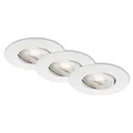 BRILONER - LED Einbauleuchten, 3er Set, Einbaustrahler, Spots, Deckenlampen dimmbar, LED-Modul schwenkbar, je 5 Watt, je 460 Lumen, Warmweiße Lichtfarbe, Wohnzimmer, 90x24mm (DxH), Weiß